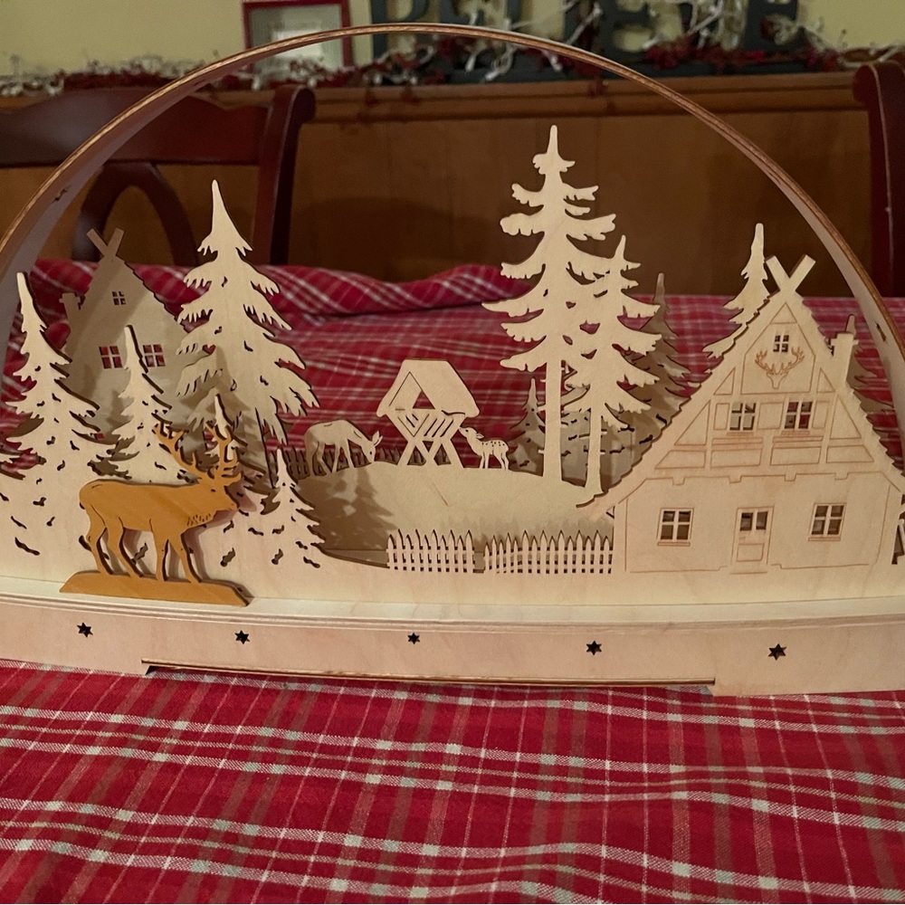 NWT: *RETIRED* Saico Germany Large 18" Wooden LED Light Arch FOREST COTTAGE Er… - Picture 4 of 6